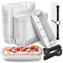 NPLUX 50 PACK Mini Cake Pans with Lids and Spoons, Rectangular Aluminum Foil Bread Pan, Mini Loaf Pans and Food Containers with Lids(Silver, 6.8oz)