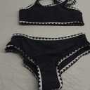 WIQI Girls Swimsuits Bikini Set 2 Piece Bathing Suit Color Contrast Trim Swimwear Size 11-12 Y