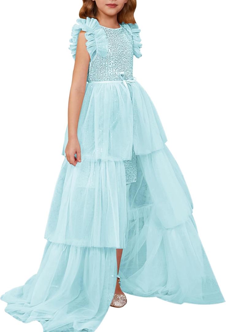 GRACE KARIN Girls Dresses Sequin Party Formal Pageant Dress Tween Girl Birthday Tulle Prom Princess Maxi Dress Size 6Y