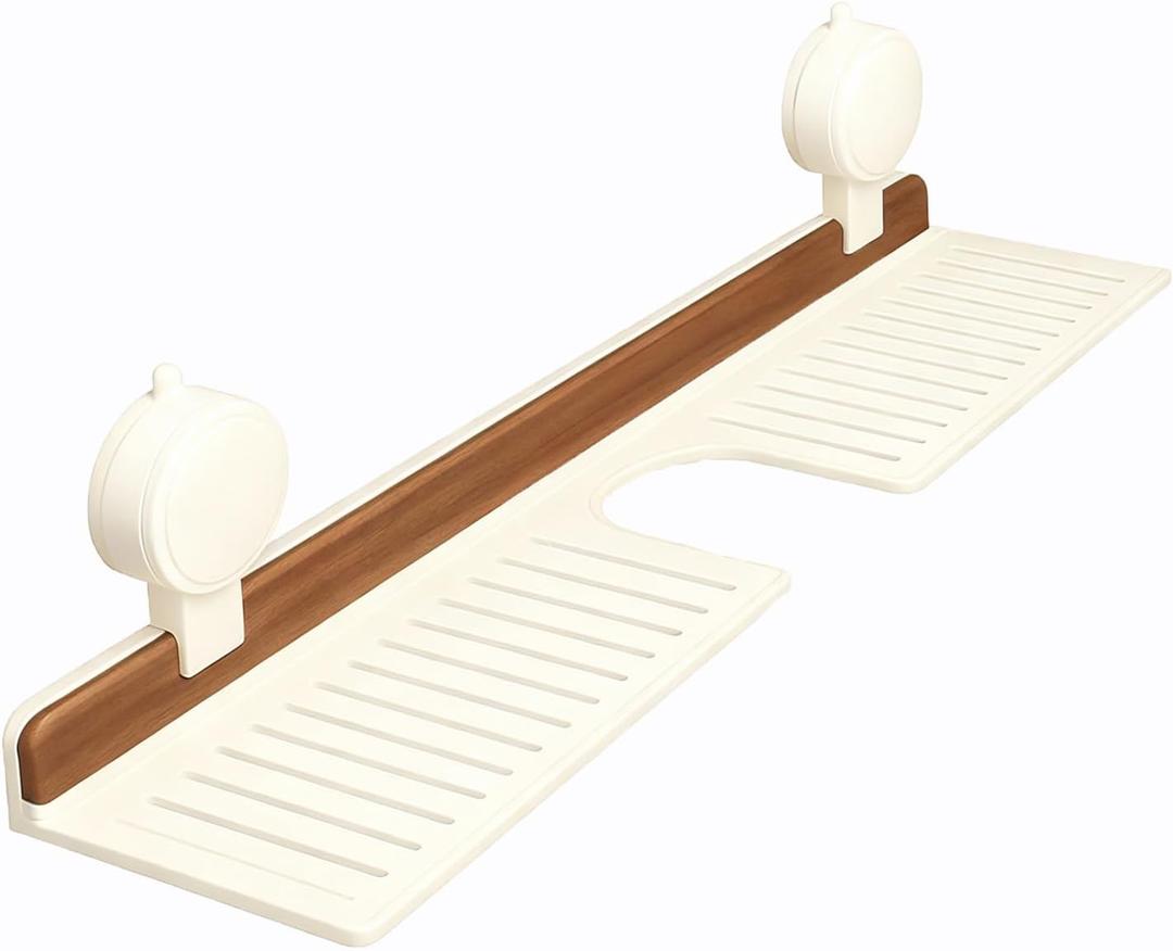 Bathroom Storage Shelves Floating,Modern Kitchen Organizer Faucet Shelf,No Mounted Shower Sink Caddy Organizers,Toothbrush soap Rack (White, 20 inch)