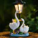 Solar Swan Garden Statues Outdoor, Decorative Swan Yard Decor with Solar Light for Lawn, Patio, Porch and Backyard, Outdoor Swan Decor Garden Gifts