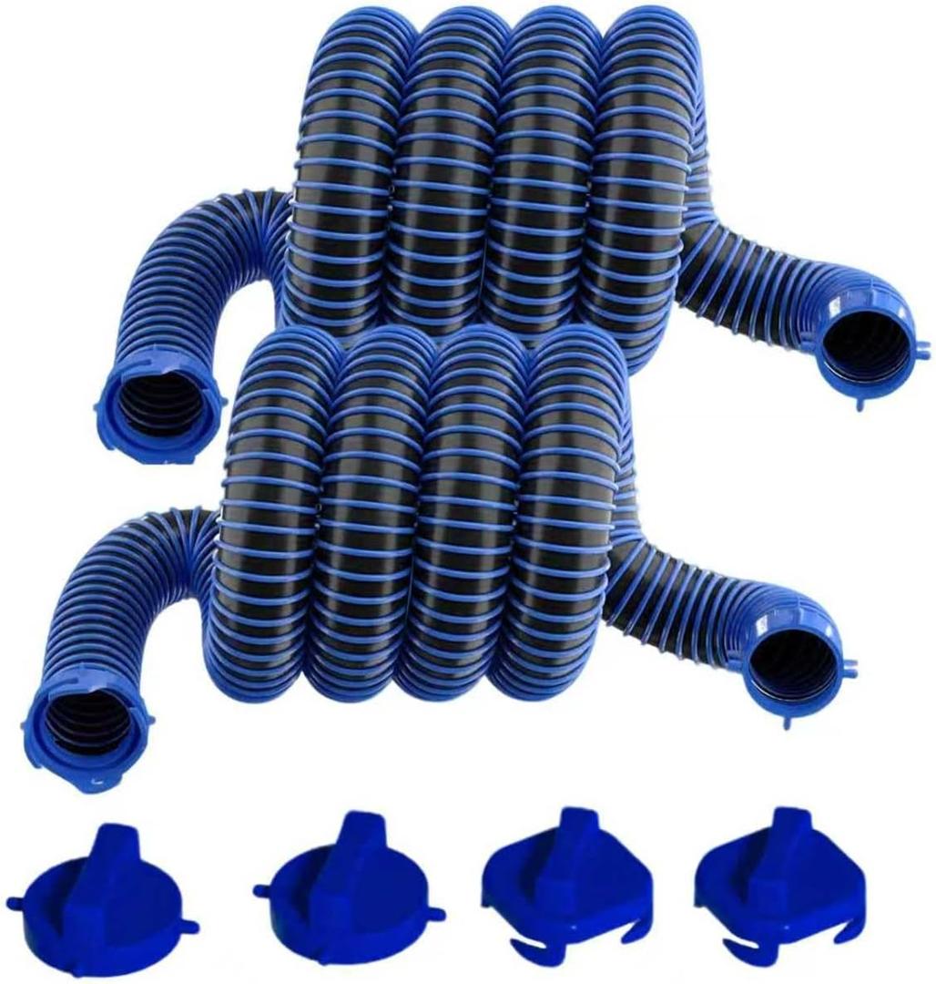 20FT RV Sewer Hose Kit (2x 10FT Sections), with 4 covers, UV-Resistant Heavy Duty Waste Hose for Travel Trailer & Camper