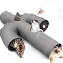 Ownpets Cat Tunnel Large 12 inch Diameter Sturdy Oxford Fabric Cat Tunnel Toy, Cactus Shape Collapsible Cat Tunnels for Indoor Cats,Interactive Peek Hole Pet Tunnel Tube with Cat Wand Toy