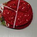 Prsildan Christmas Tree Topper Hat, Large Red Sequins Top Hat with Bow Ribbon and Snowflake, Christmas Decorations for Xmas Tree Snowman, Desktop Ornaments Holiday Home Decor