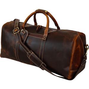 24" Leather Duffle Bag for Men and Women, Full Grain Leather Travel Overnight Weekender Sports Gym Carry On Duffel Bag by Rustic Town (Antique Brown) 24" Leather Duffle Bag for Men and Women, Full Grain Leather Travel Overnight Weekender Sports Gym Carry On Duffel Bag by Rustic Town (Antique Brown)