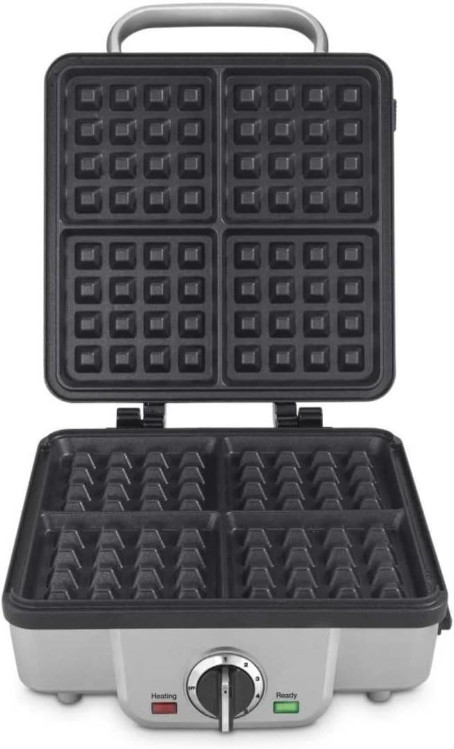 Cuisinart Belgian Waffle Maker with Pancake Plates, Nonstick Plates, 6 Browning Levels, Ready Indicator Lights, Temperature Control, Deep Waffle Pockets, WAF-300P1, Brushed Stainless