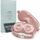 MATASSE 100% Mulberry Silk Sleep Mask 22 Momme Grade 6A - 3D Contoured Eye Mask for Sleeping, 14mm Deep Eye Cups, Total Blackout Blindfold for Women Men, Adjustable Strap, Side Sleeper (Pink)