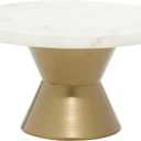 Deco 79 Marble Cake Stand with Gold Base, 12" x 12" x 7", Gold