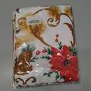 SASTYBALE Christmas Tablecloth Rectangle, Jacquard Fabric Christmas Table Cloth with Poinsettia Flowers, Spillproof Table Cover for Winter Holiday Dinner Decor (Rectangle, 60" x 84")