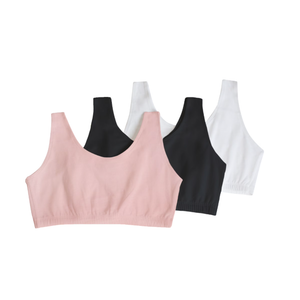 Fruit of the Loom Women's Tank Style Cotton Sports Bra, 3-Pack, Style-9012, Blushing Rose/Black Hue/White