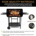 Double Charcoal Barrel Grill with Two Side Shelf, Stainless Steel Heavy Duty Grill For Outdoor Camping Backyard Picnic Party