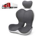 Truck Seat Cushion and Headrest 2-in-1 Set for Truck Driver, Lumbar Support Car Cushions for Long Haul Driving, Memory Foam for Semi Truck & Big Rig, Ergonomic Relief for Back & Sciatic Pain