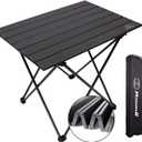 Camping Table Folding Portable Camp Side Table Aluminum Lightweight Carry Bag Beach Outdoor Hiking Picnics BBQ Cooking Dining Kitchen (16"D x 11"W x 15"H, Black)