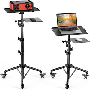 Amada Projector Stand with Wheels, Height Adjustable Rolling Stand with Mouse Tray, Bag Included - Ideal for Laptop, Projector, DJ, Sheet Music - AMPS05