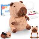 Crochet Kit for Beginners  Capybara Crochet Animal Kit with Pre-Started Yarn, Step-by-Step Video Tutorials for Adults&Kids, Writable Positive Card, Original Design Pattern - Perfect Christmas Gifts
