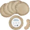 The Fine Living Co. Braided Cotton Placemats (Set of 6, 15 Inches) with 6-Free Coasters, Washable Anti-Slip Heat Resistant Mats, Boho Woven Round Table Mats for Summer Table Decor, Kitchen and Dining