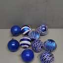 SHareconn 80mm Christmas Balls Ornaments,10PCS Colored Shatterproof Plastic Decorative Hanging Tree Decorations Baubles Set for Xmas Tree Decor Holiday Party Wedding Decoration with Lanyard,Blue&White