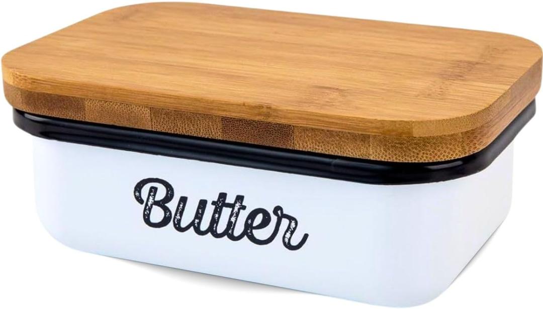 Granrosi Farmhouse Butter Dish with Lid for Countertop  Large Butter Container with Lid & Chopping Board; Fridge & Countertop Use; Kitchen Decor and Accessories