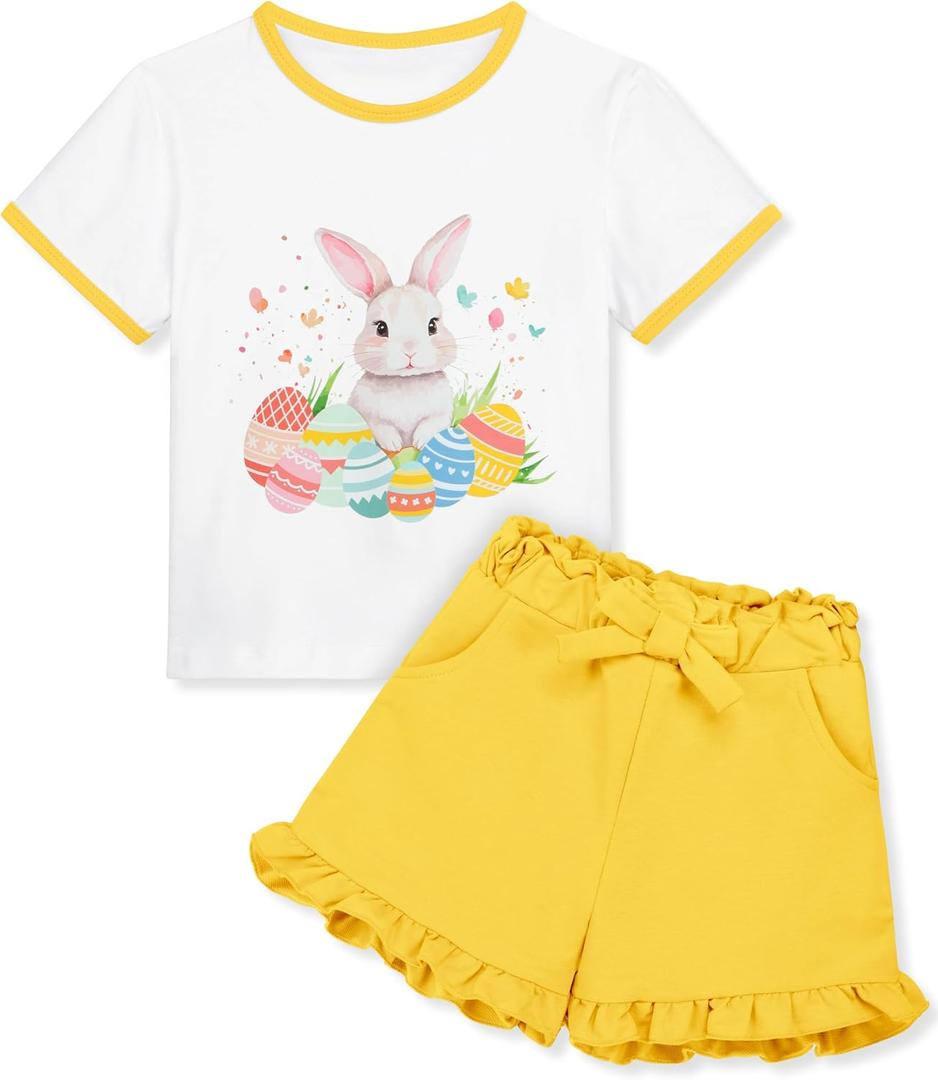 Resinta Toddler Baby Girl Summer Outfit Cotton T Shirt and Shorts Set Cute Casual Top Tee Shorts Pant Girls Clothes Set