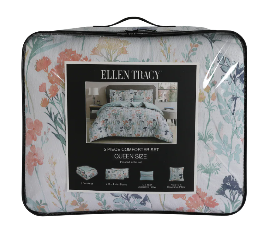Ellen Tracy Floral Comforter Set, 5 Piece, Queen