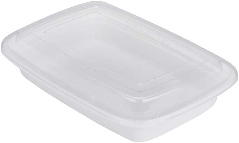 Restaurantware-Asporto 16 Ounce To Go Boxes, 50 Microwavable Round Soup Containers - Clear Plastic Lids Included, Do Not Contain BPA, White Plastic Catering Food Containers, Disposable