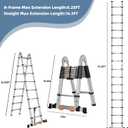 DEZEX A Frame Telescoping Ladders 16.5 FT Stainless Steel,Telescopic Ladder 330lbs Capacity Compact Ladder with Balance Bar and Movable Wheels,Multi-Purpose Collapsible Ladder for Indoor Outdoor Work