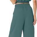 GRECERELLE Two Piece Sets for Women Sleeveless Crop Top Wide Leg Pants Sweat Set for Women Tracksuits 2026 Summer (Green, M)