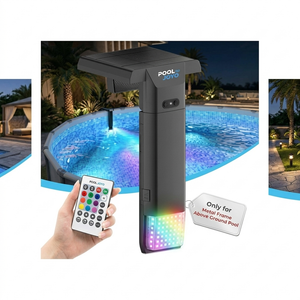 POOLJOYO Solar Pool Lights Only for Metal Frame Above Ground Pools, 1.71–3.9 Top Rails, Remote Control, Brighter 3-Sided 180° Underwater Glow, 10 Colors 4 Modes, IP68 Waterproof（1 Pack）