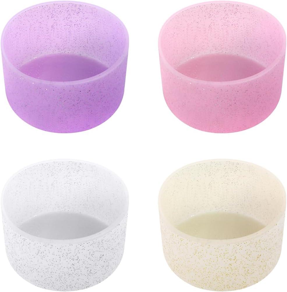 4Pcs Silicone Bottle Boot, Bottom Protector Compatible with Most Water Bottles (flash)