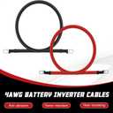 4 AWG Battery Cable 6FT 4 Gauge Pure Copper Battery Inverter Cables with 3/8 in Lugs Both Ends Power Inverter Wire Set for Automotive Solar Power Inverter Marine Boat RV Car Motorcycle (6FT)
