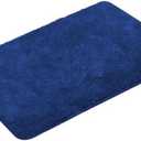 Reyox Plush Shaggy Bath Rug, Contour Mat and Toilet Lid Cover, Soft Microfiber Non Slip Bathroom Rugs Navy Blue Rectangle