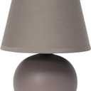 Simple Designs LT2008-GRY Mini Ceramic Globe Table Lamp with Matching Fabric Shade, Gray 5.51 x 5.51 x 8.66