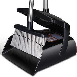Broom and Dustpan Set for Home with Lid Indoor Upright Dustpan Broom and Dustpan Set Combo Dust Pan with Long Handle Apartment Household Essentials for New Home Angle Broom Sweeping Office Kitchen