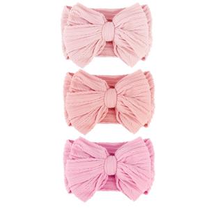 Baby Bows Headbands Nylon Baby Girl Headbands Soft Handmade Hairbands Toddler Hair Accessories for Girls Baby Newborn Infant Kids (3 Pcs: Pink/Light Pink/Pink2)