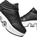 Double-Row Deform Wheel Automatic Walking Shoes Invisible Deformation Roller Skate 2 in 1 Removable Pulley Skates Skating Parkour - Size EU42