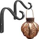 5 Inch Outdoor Decorative Iron Small Plant Lantern Hooks for Wall Hanging Solar Lanterns, Rust Resistant Heavy Duty, Black (5-Inch A)