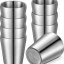 8 Pack Stainless Steel Insulated Cup 10 oz Metal Tumbler Double Wall Vacuum Water Glasses Camping Reusable Mugs Bbq Home Office Party Coffee (Silver)