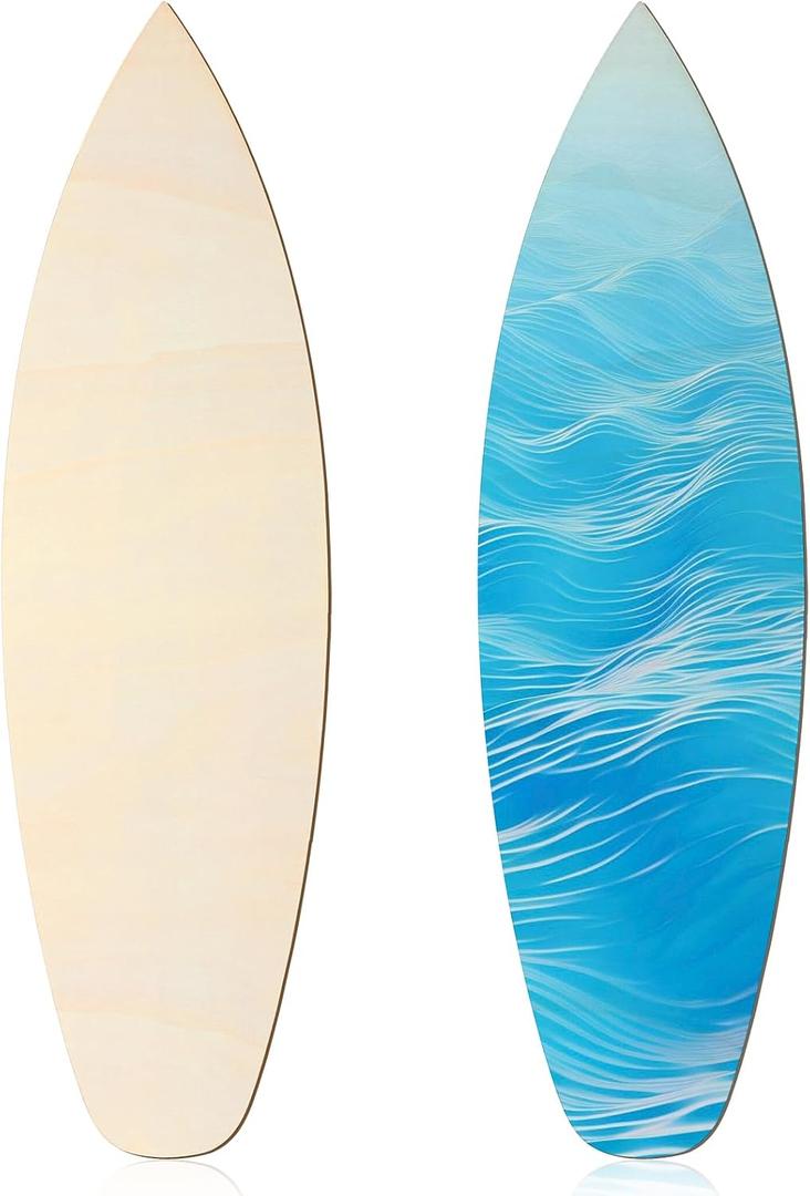 Anglechic 2 Pcs 36 Inches Unfinished Wood Surfboard Cutout for Crafts Large Size Nautical Blank Wooden Crafts Summer Beach DIY Wall Decor for Painting Home Hanging Decoration Hawaii Luau Party