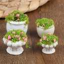 4 Pcs Dollhouse Plant Bonsai Doll House Mini Potted Plant Artificial Tiny Mini Flowerpot Miniature Hanging Potted Plant Miniature Dollhouse Kit for 1:12 Dollhouse Decor Mini Garden