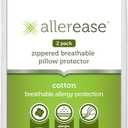 AllerEase 100% Breathable Cotton Pillow Protector for Sleeping, Standard 26" x 20" - 2 Pack (2 Count (Pack of 1))
