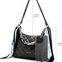 Quilted Shoulder Bag for Women Faux Leather Cute Hobo Handbags with Zipper Mini Clutch Purse Trendy Y2K (Black)