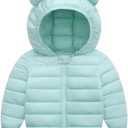 Baby Boys Girls Winter Coats Toddler Light Puffer Down Jacket Infant Kids Bear Hoods Padded Outwear (6-12 Months, Mink Green)