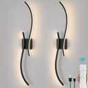 Battery Operated Wall Sconce Set of 2, 18000mAh Black Rechargeable Wall Lights with Remote Control,3000K-6000K Dimmable LED Wireless Wall Light for Living Room Bedroom Hallway,39.3 Inch (Black)