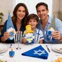 DraMosary Hanukkah Gnome Decor, 3PCS Handmade Chanukah Gnomes Plush with Chanukah Menorah and Jewish Gifts for Hanukkah Decorations Party Supplies