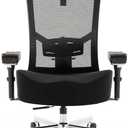600lbs Big and Tall Office Chair,Oversized Ergonomic Breathable Mesh Desk Chair with W-Shape Thicken Seat Cushion,Computer Chair Upgraded 4D Armrest with Adjustable Lumbar Support&Headrest