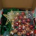 5 Ft Tinsel Christmas Tree with Timer 4 Modes 60 Warm White & Multi Color Change Lights 25 Ball Ornaments 3D Star Battery Operated Pop Up Artificial Tree Xmas Decoration Home Decor (Green)