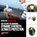 DoubleLock Crab 2.0 Upgraded Stainless Steel Discus Padlock, Hardened Steel, Weather-Resistant, 5 Keys Heavy-Duty Security for Trailers, Gates, Job Boxes, Marine & Outdoor Storage