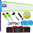 Volleyball Net Outdoor - Portable Volleyball Set for Backyard with Professional Volleyball Net, Wrap Yarn Volleyball and Pump, Boundary Line, Carry Bag, 32 Feet X 3 Feet