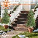 Yunlly 2 Pcs 4ft Norfolk Pine Christmas Tree Real to Touch Holiday Faux Tree Artificial Topiary with Ground Stakes, Realistic Outdoor Christmas Decoration for Front Porch Entryway Indoor Garden