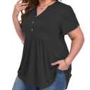 PLOKNRD Plus Size Tunic Tops for Women Casual Loose Fit Blouse Black 2X (Black, XXL)